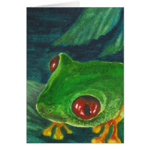 rana arbórea roja del verde del ojo