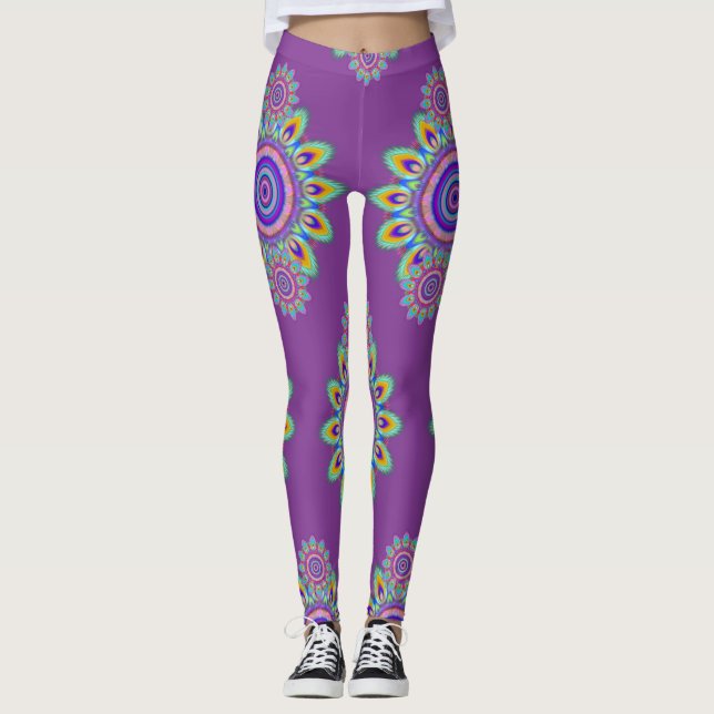 Rana caliente Surf psicodélico BoHo leggings morad (Anverso)