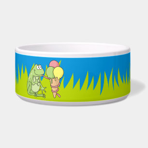 Rana con bol de helado