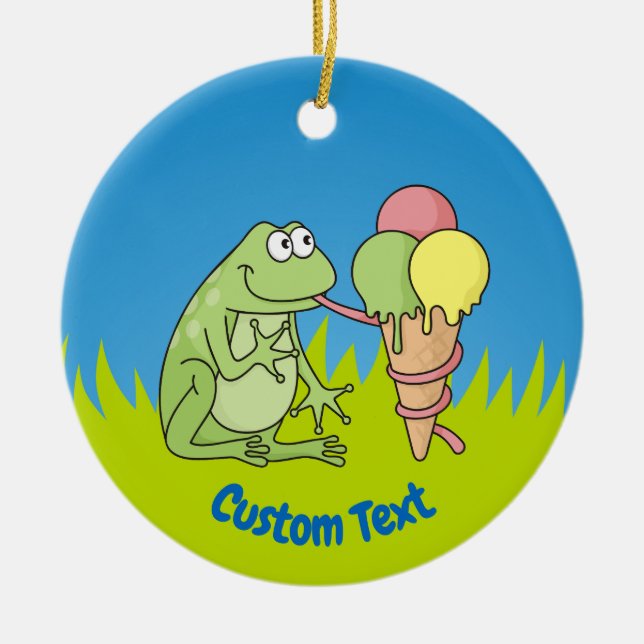 Rana con ornamento cerámico de helado (Frente)