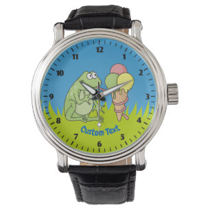 Rana con reloj de pulsera de helado