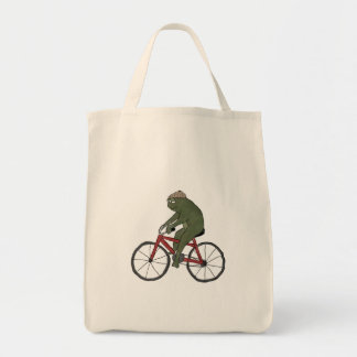Rana de caballero en la bolsa de la bicicleta