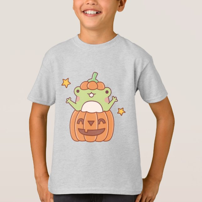 Rana De Halloween Feliz En Camiseta De Calabaza (Anverso)