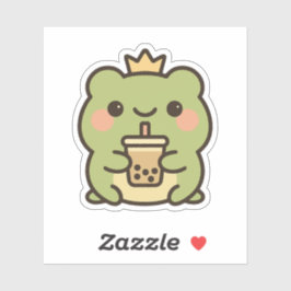 Rana de Kawaii con Pegatina de té de burbuja