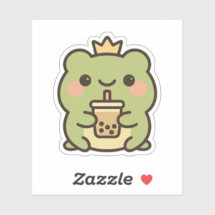 Rana de Kawaii con Pegatina de té de burbuja