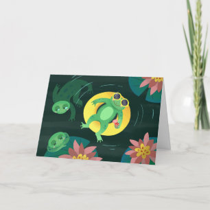 Rana de natación Gafas de sol amarillas Tarjeta de