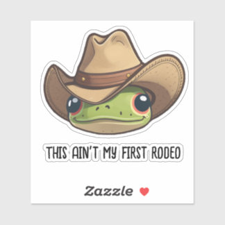 Rana de vaca cute kawaii, Pegatina de rana rodeo