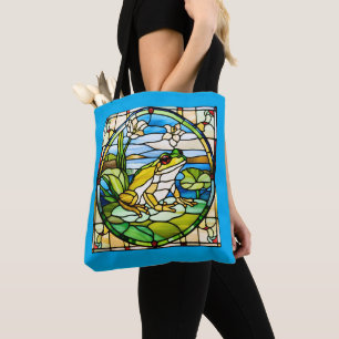 Rana de vidrio pintada impresa en bolsa