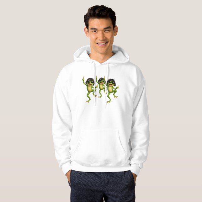 Rana divertida con corte de pelo Bob en sudadera b (Anverso completo)