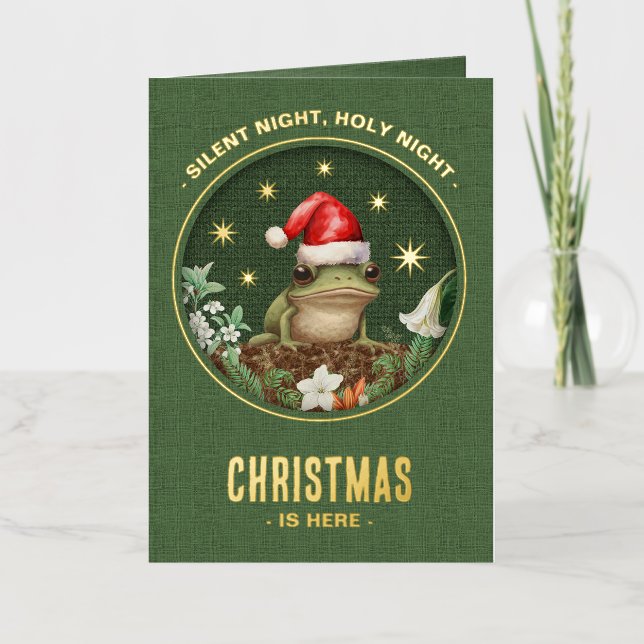 Rana Elegante Navidades plegados Tarjeta con Relie (Anverso)