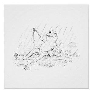 Rana en la impresión de lluvia (parte 3 de un conj