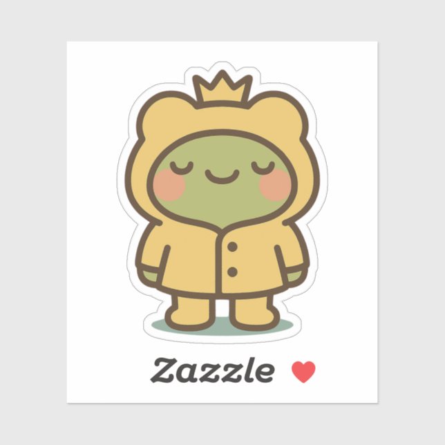 Rana en Pegatina de abrigo amarillo (Hoja)