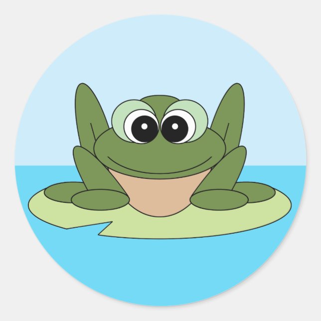 Rana en un Pegatina de Lily Pad (Anverso)