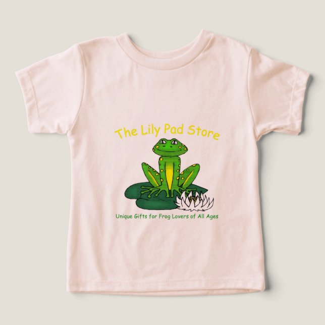 Rana en una Almohadilla de Lirio Rosa Claro (Diseño delantero )