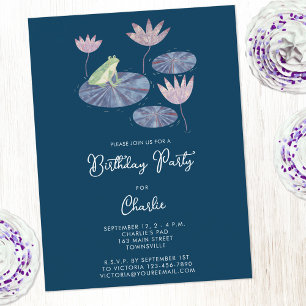 Rana en una invitación a fiesta de cumpleaños de n
