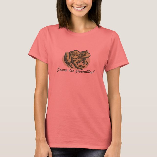 Rana francesa - camiseta de las ranas del amor de (Anverso)