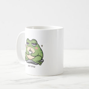 Rana gruñón con una pequeña copa de café