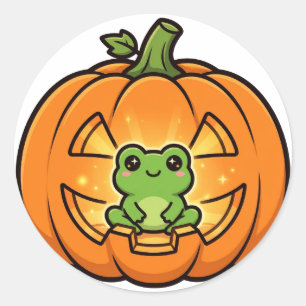 Rana Jack O Lantern Calcomanía Redonda de Hallowee