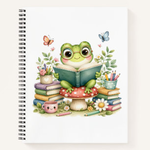 Rana Kawaii Adorable Leyendo un Libro Libro de A