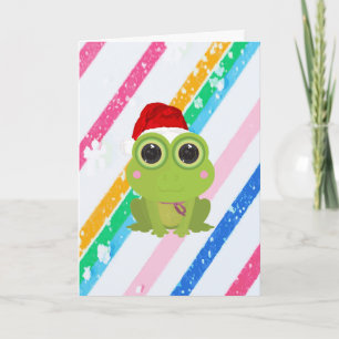 Rana Navideña Adorable Tarjeta de Navidad en Nieve