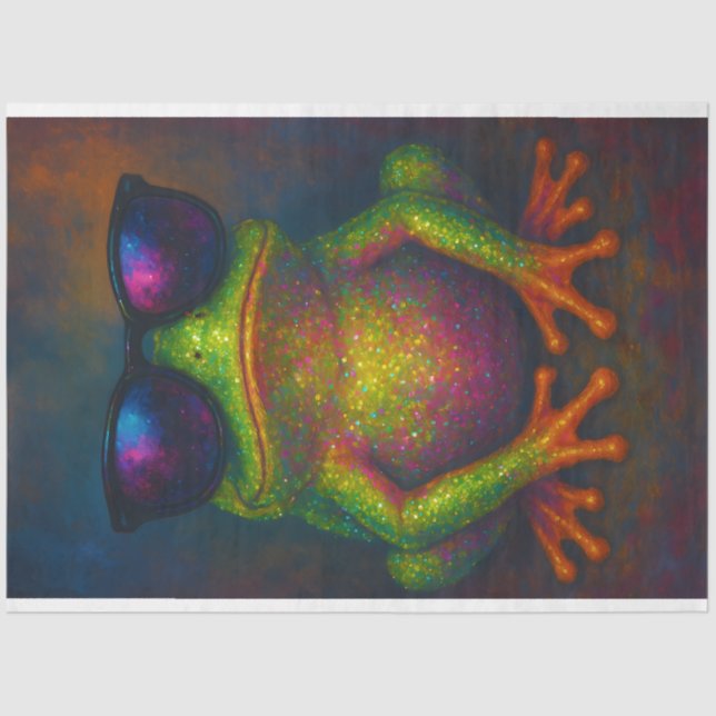 Rana neón Purpurina en sombras - Papel desmoronado (Anverso)