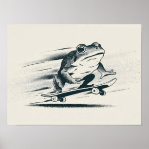 Rana Patinadora – Arte Animal de Acción Vintage