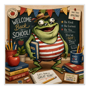 Rana PNG de vuelta a la escuela, decoración de aul