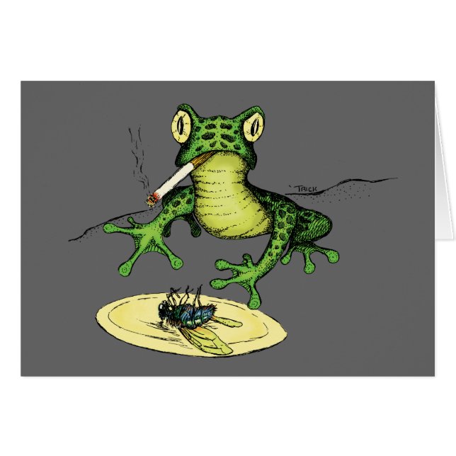 Rana que fuma con una placa de la mosca (Anverso (Horizontal))