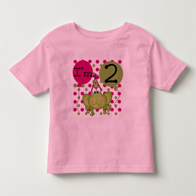 Rana rosa camisetas y regalos de segundo cumpleaño (Anverso)