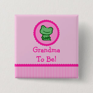 Rana rosada "abuela a ser" botón de Baby Shower