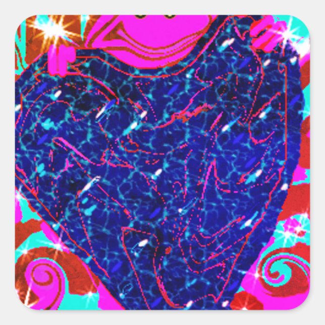 Rana rosada sosteniendo Pegatinas del corazón (Anverso)