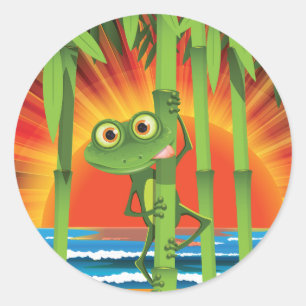 Rana Sobre Pegatinas De Bambú