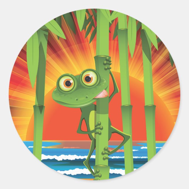 Rana Sobre Pegatinas De Bambú (Anverso)