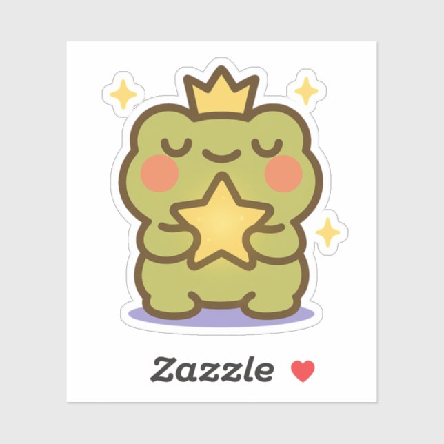 Rana sosteniendo un Pegatina estrella (Hoja)