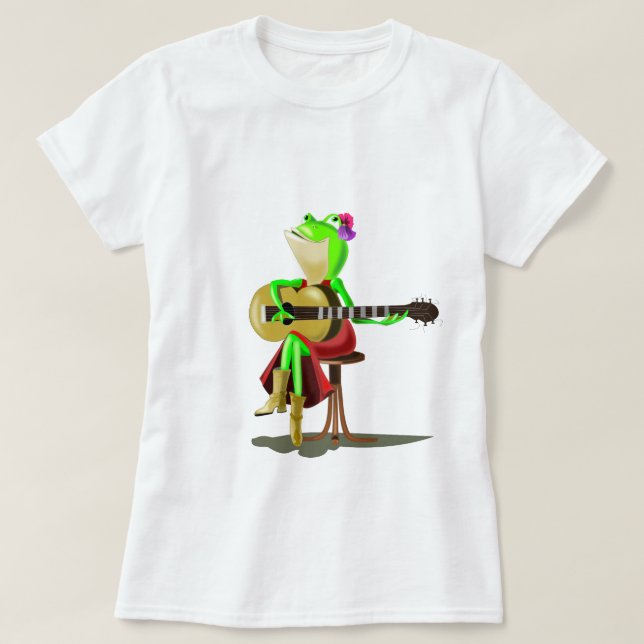 Rana Tocando Guitarra Camiseta Diversión (Diseño del anverso)
