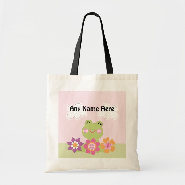 Rana tropical personalizada con bolsa de tote con  (Frente)
