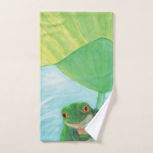 Rana verde bajo Lily Pad