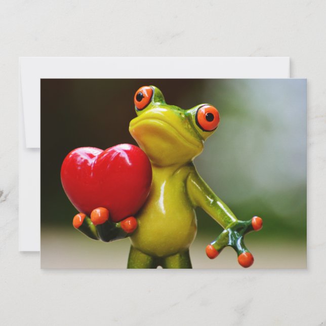 Rana verde de la tarjeta del día de San Valentín (Anverso)