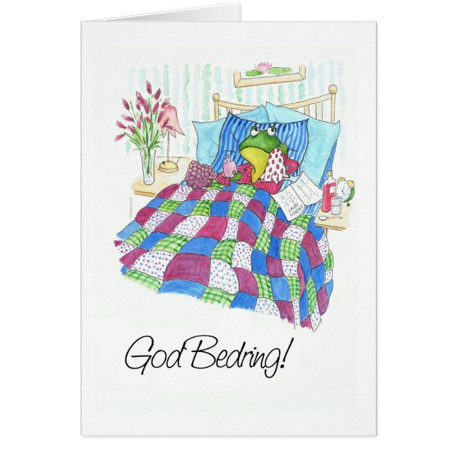 Rana verde divertida se pone bien pronto saludo da (Frente)