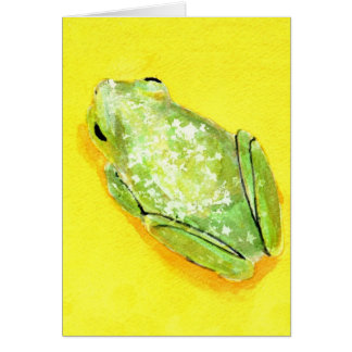 Rana verde en watercolour amarillo del fondo