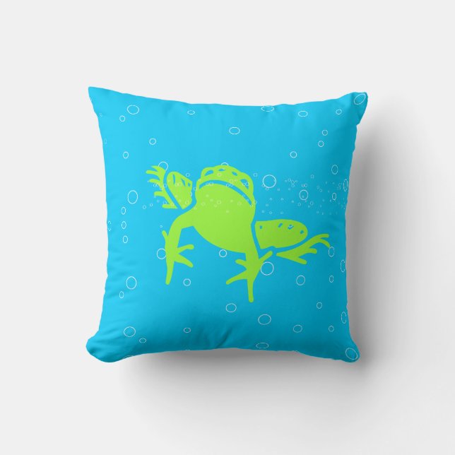 Rana VERDE Niños almohada azul (Anverso)
