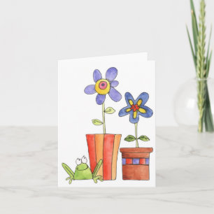 Rana y flores - Tarjeta de nota