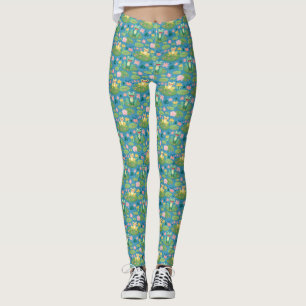 Rana y Lily Pad Patrón Yoga Pants Leggings