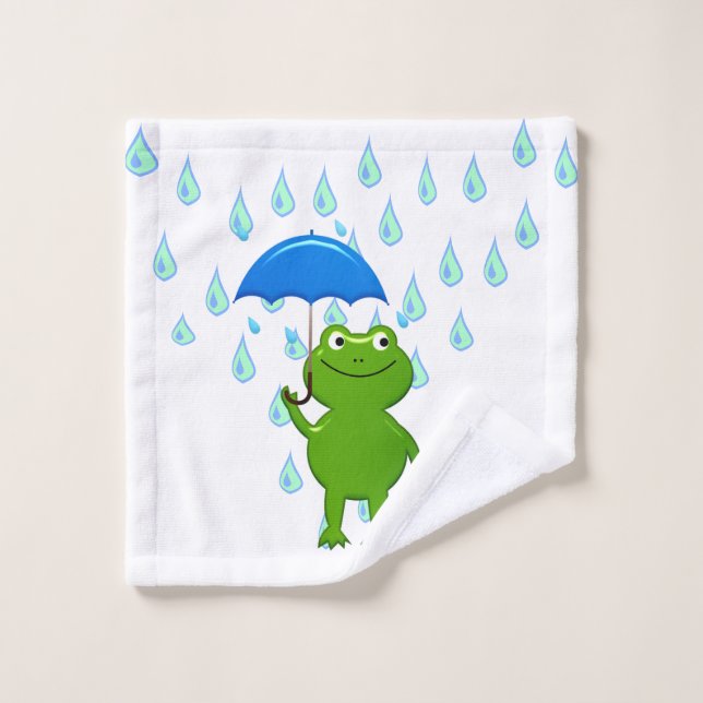 Rana y lluvia kawaii (Toallita)