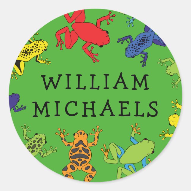 Ranas arbóreas recortan el nombre de los Pegatinas (Anverso)