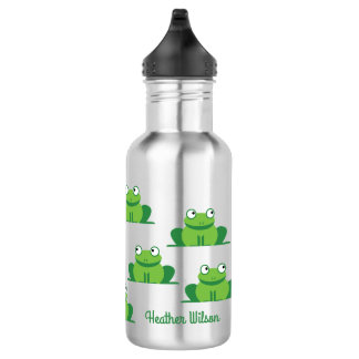 Ranas Botella de agua para niños con nombre