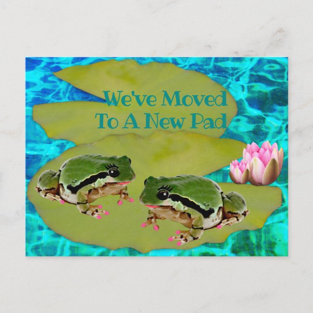 Ranas humorísticas Lilies Pad We Moved Invitación (Anverso)