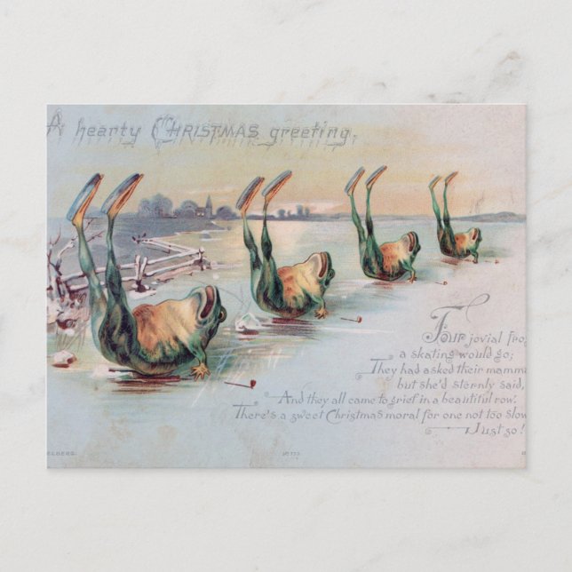Ranas navidades con postal antigua (Anverso)