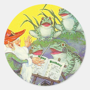 Ranas pegatinas cantando elfo dirigiendo la canció