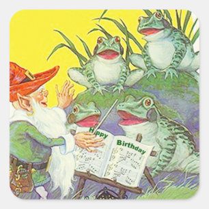 Ranas pegatinas cantando elfo dirigiendo la canció